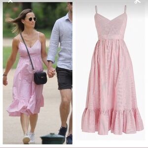 Red striped Ruffled Midi J Crew Dress